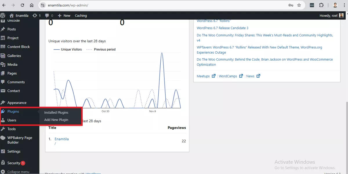 wordpress plugins step 1